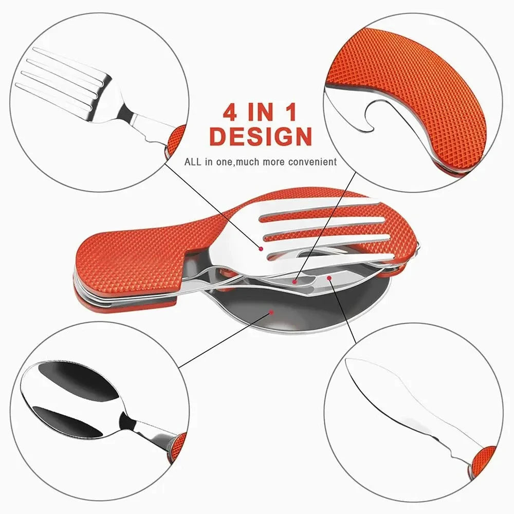 Foldable Camping Utensil Set Knife Fork Spoon For Outdoor Travel