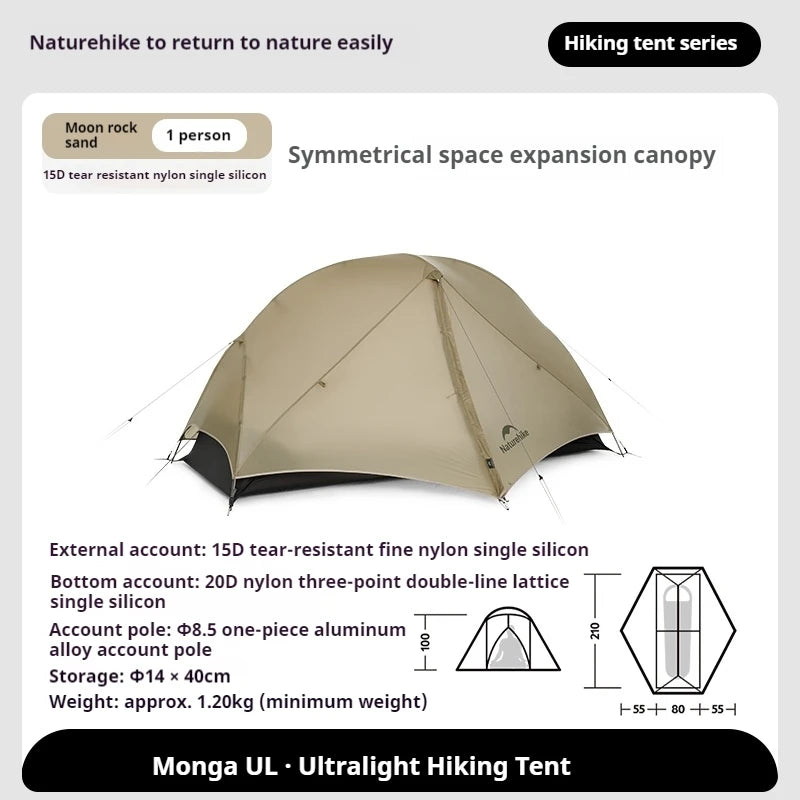 Naturehike Mongar UL Camping Tent Three Season Waterproof Lightweight Nylon