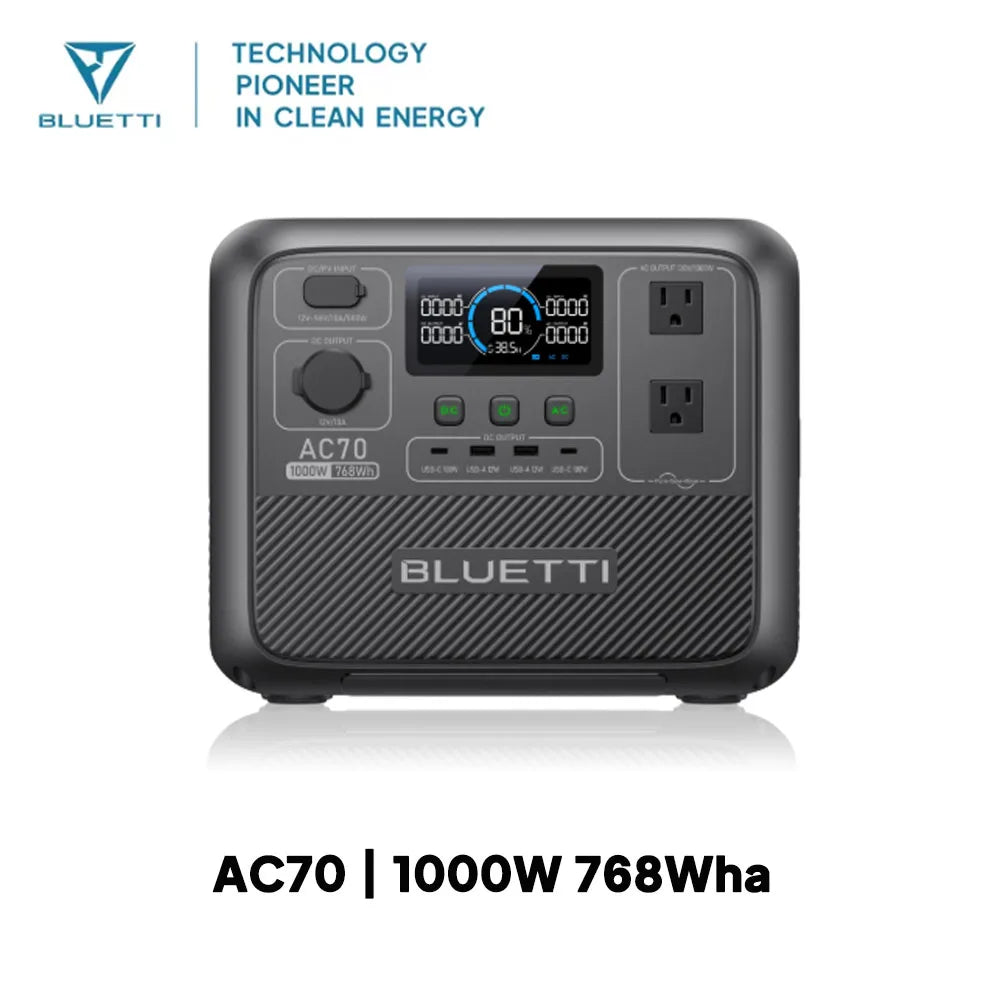 BLUETTI AC70 Portable Power Station 1000W 768Wh Solar Generator