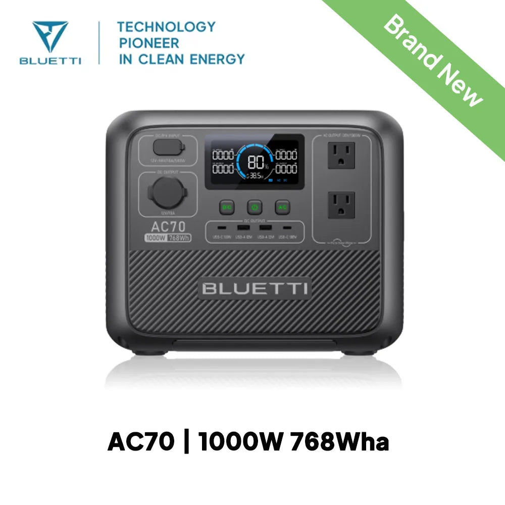 BLUETTI AC70 Portable Power Station 1000W 768Wh Solar Generator
