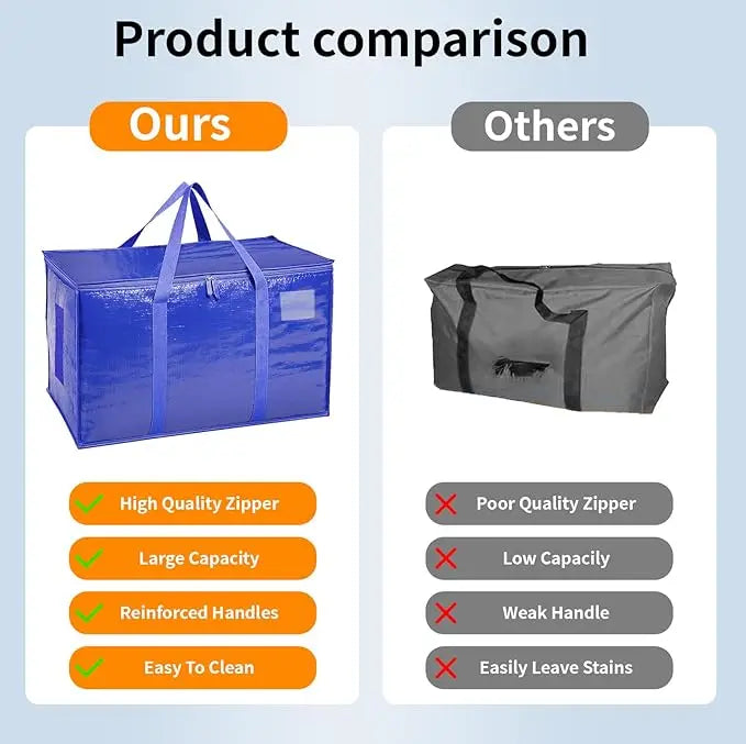 6 Pack Heavy Duty Moving Bags With Zippers And Handles