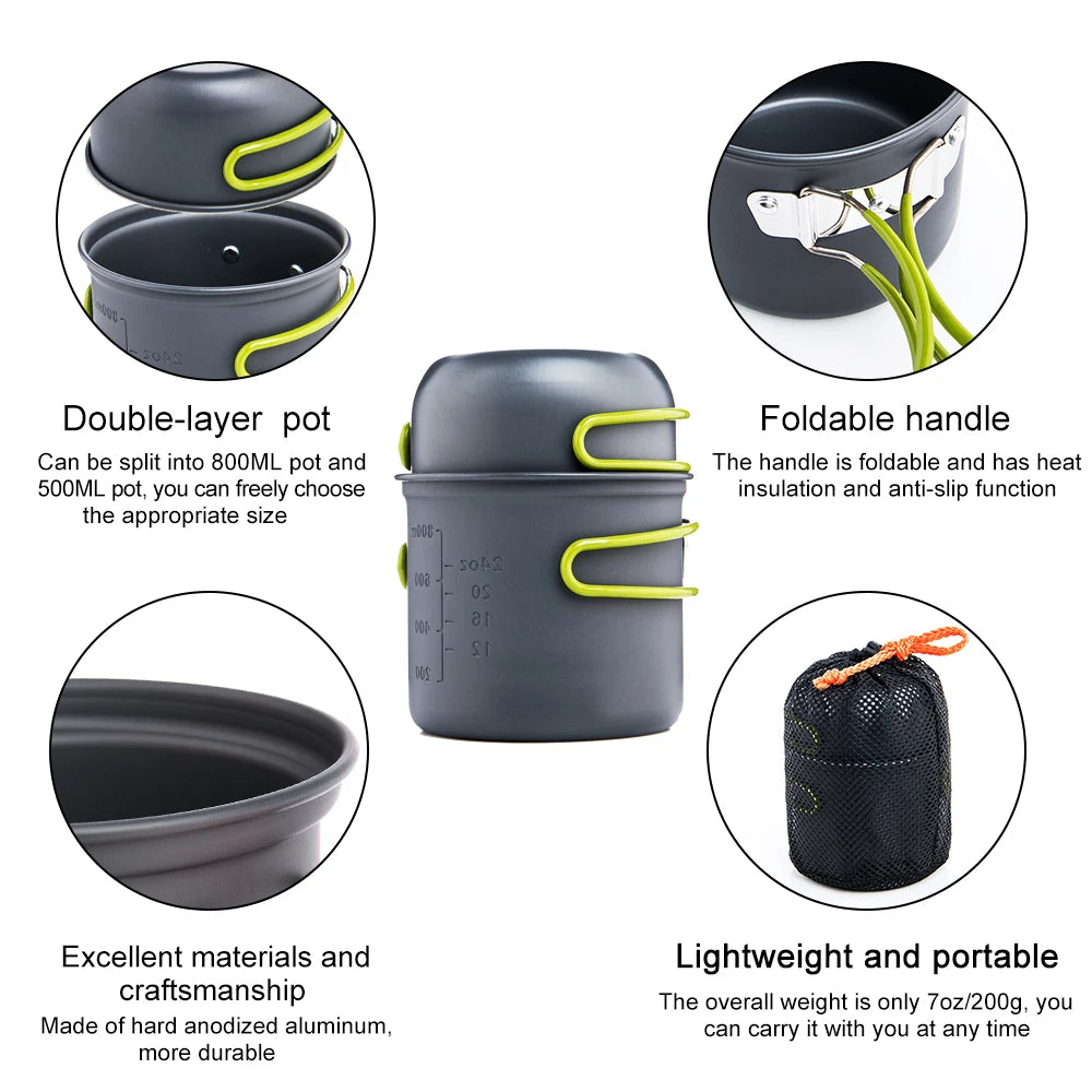 Widesea Ultralight Camping Cooking Utensils And Pot Set For Travel