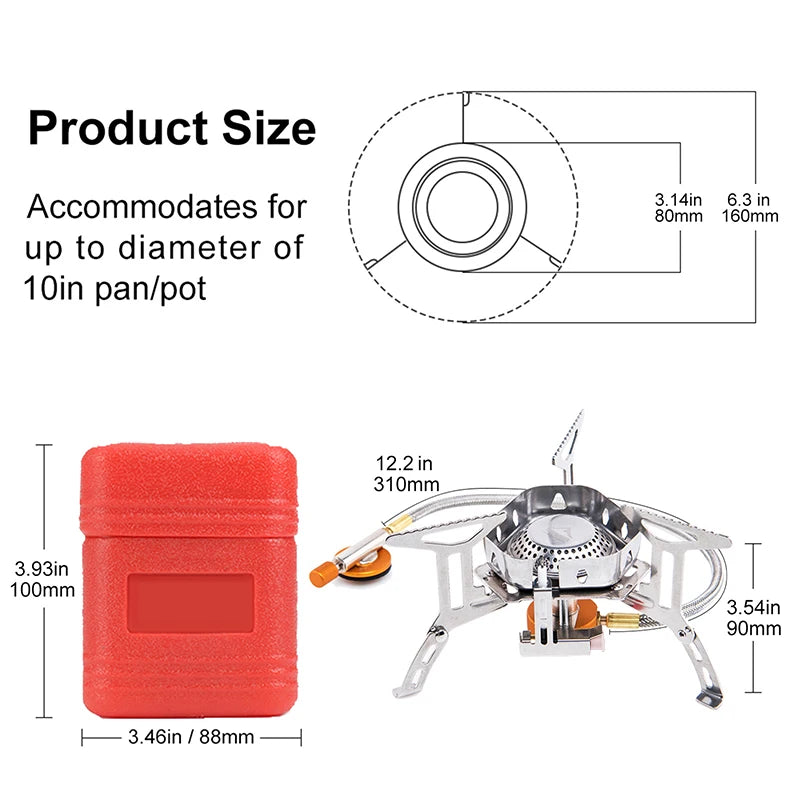 Widesea Windproof Gas Burner Camping Stove For Outdoor Cooking