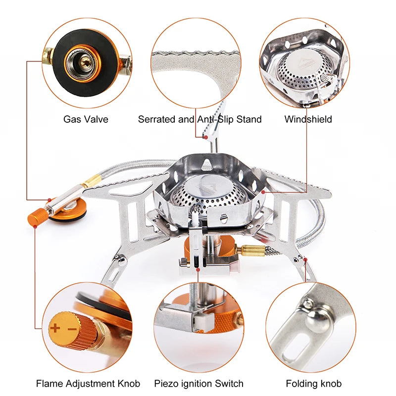 Widesea Windproof Gas Burner Camping Stove For Outdoor Cooking