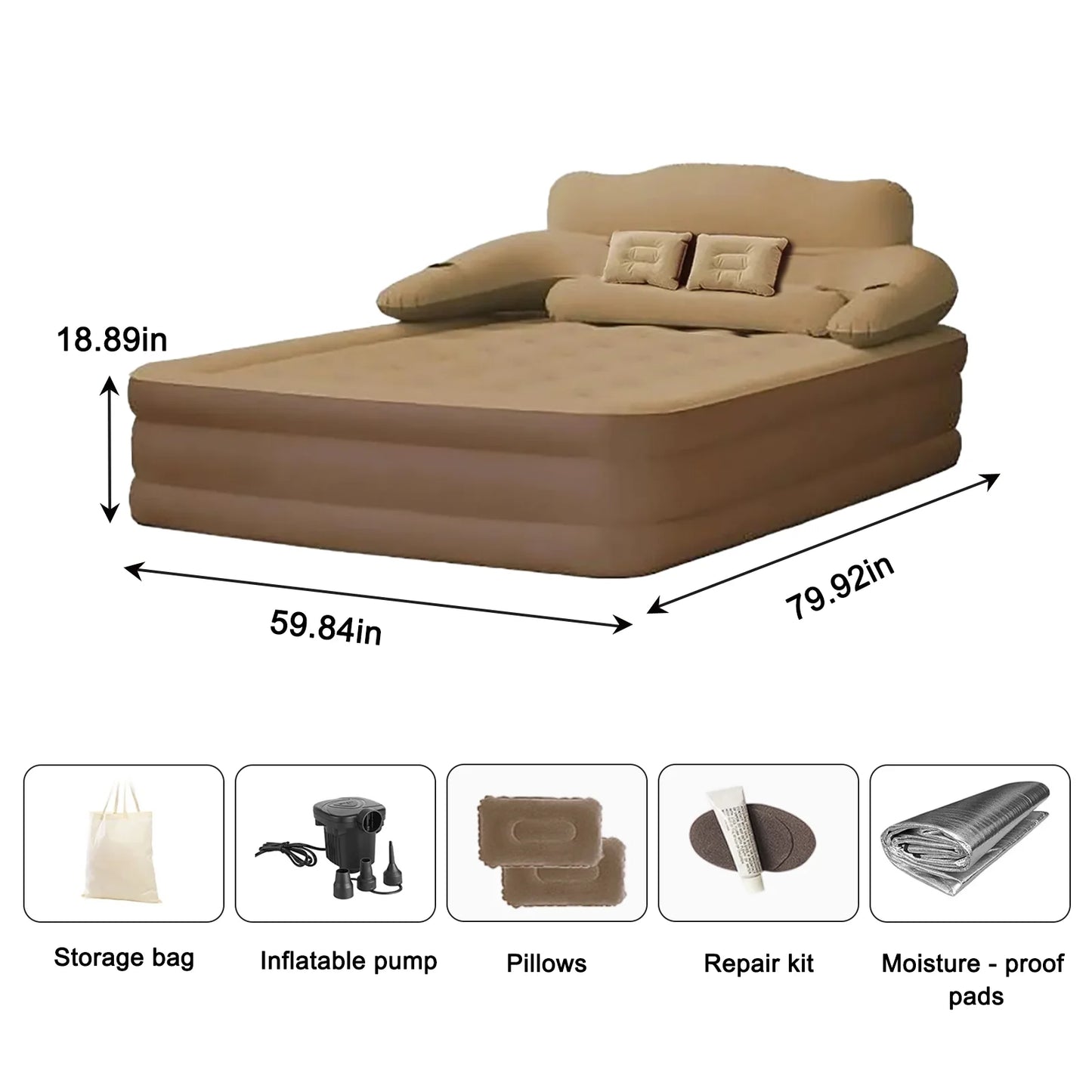 2 Person Built-In Pump Camping Mattress PVC Inflatable