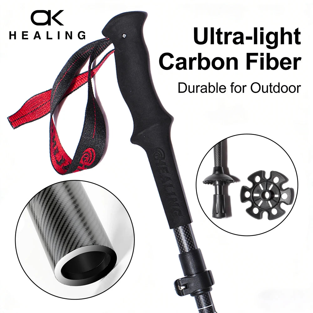 Okhealing Ultralight Carbon Fiber Trekking Poles With Shock Absorption