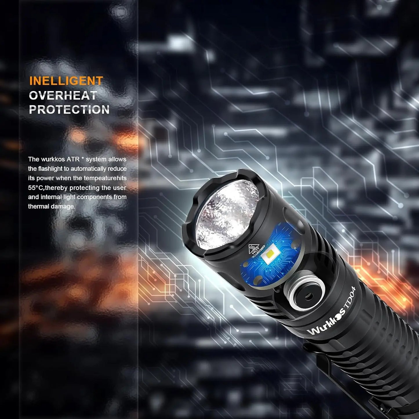 Wurkkos TD04 21700 Rechargeable Dual Mode Flashlight USB C