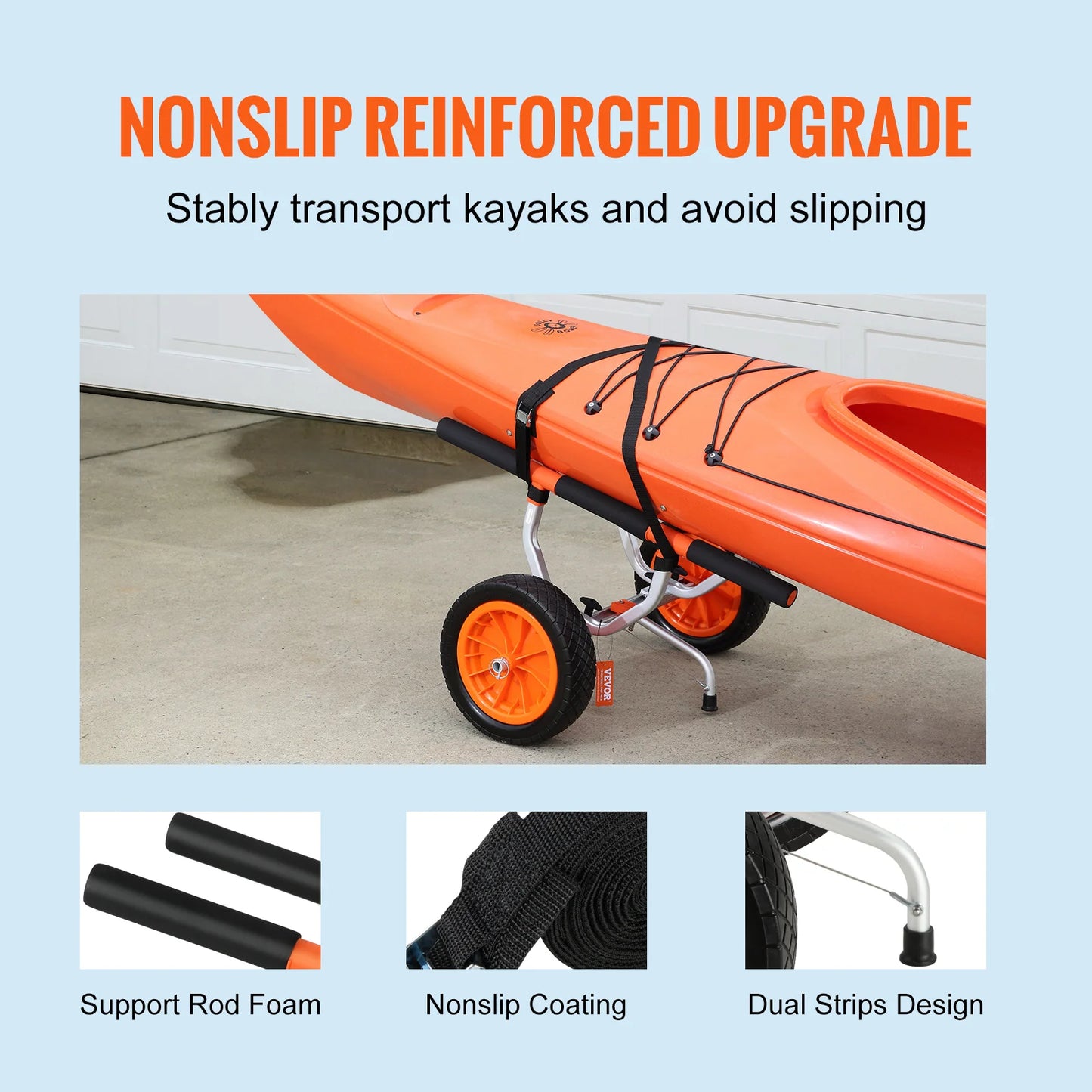 SucceBuy Kayak Cart 450lbs Detachable Canoe Trolley Adjustable Width