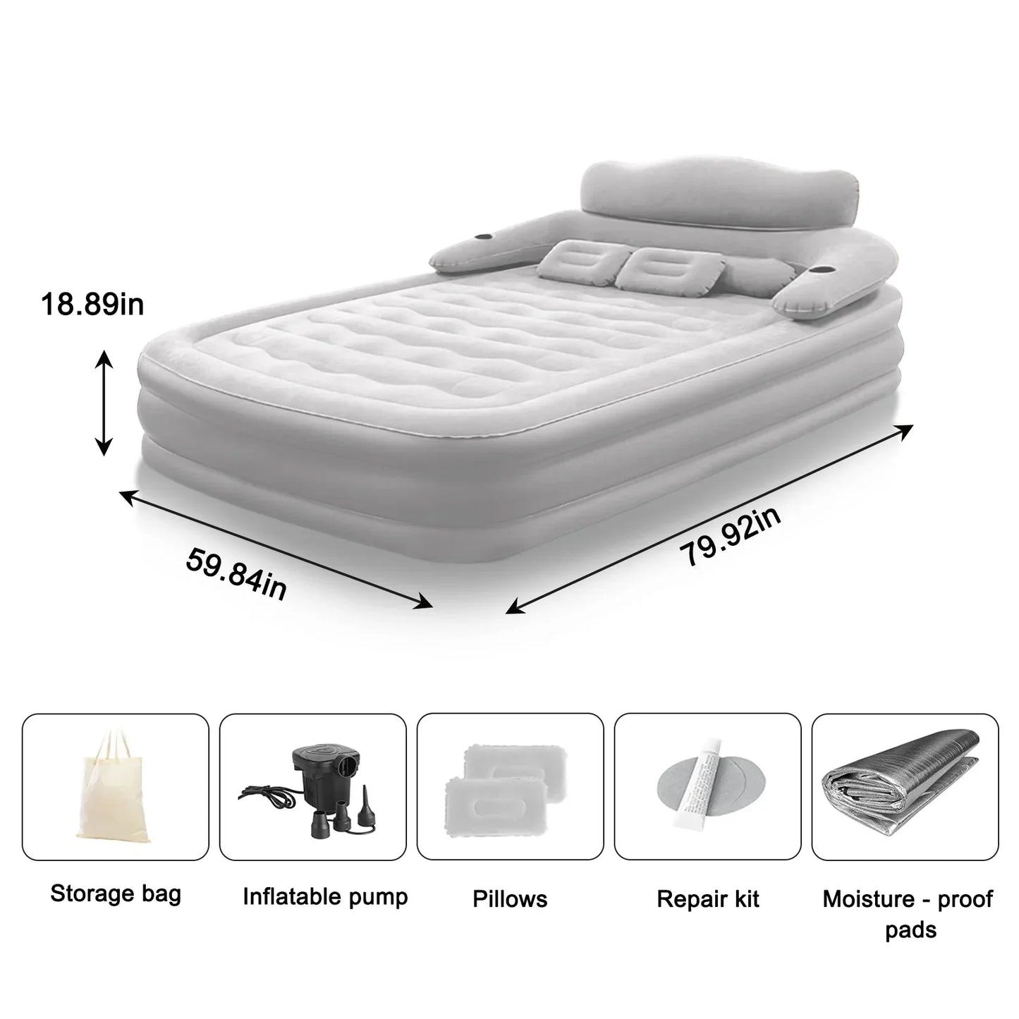 2 Person Built-In Pump Camping Mattress PVC Inflatable