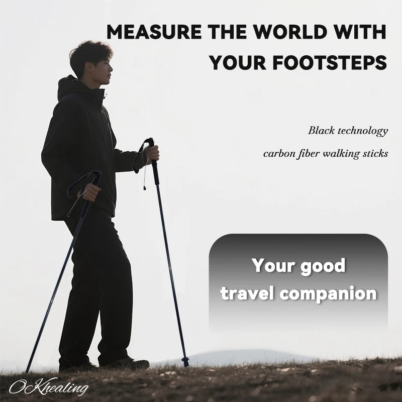 OKHEALINGCN Ultralight Carbon Fiber Trekking Poles 2 Pack