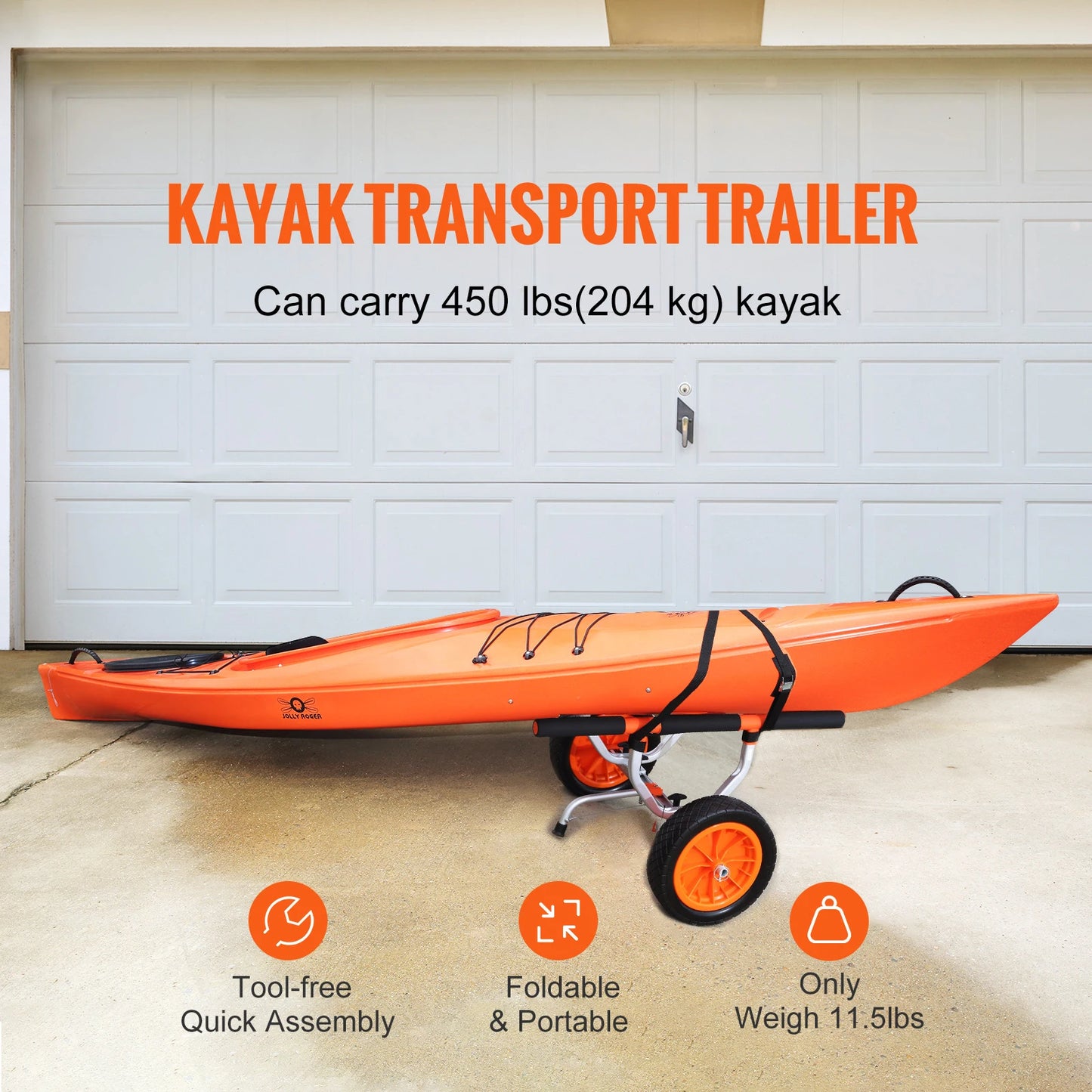 SucceBuy Kayak Cart 450lbs Detachable Canoe Trolley Adjustable Width