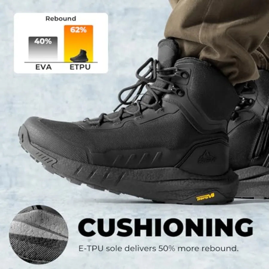 NORTIV 8 Tactical Hiking Boots Unisex Side Zip Arch Support