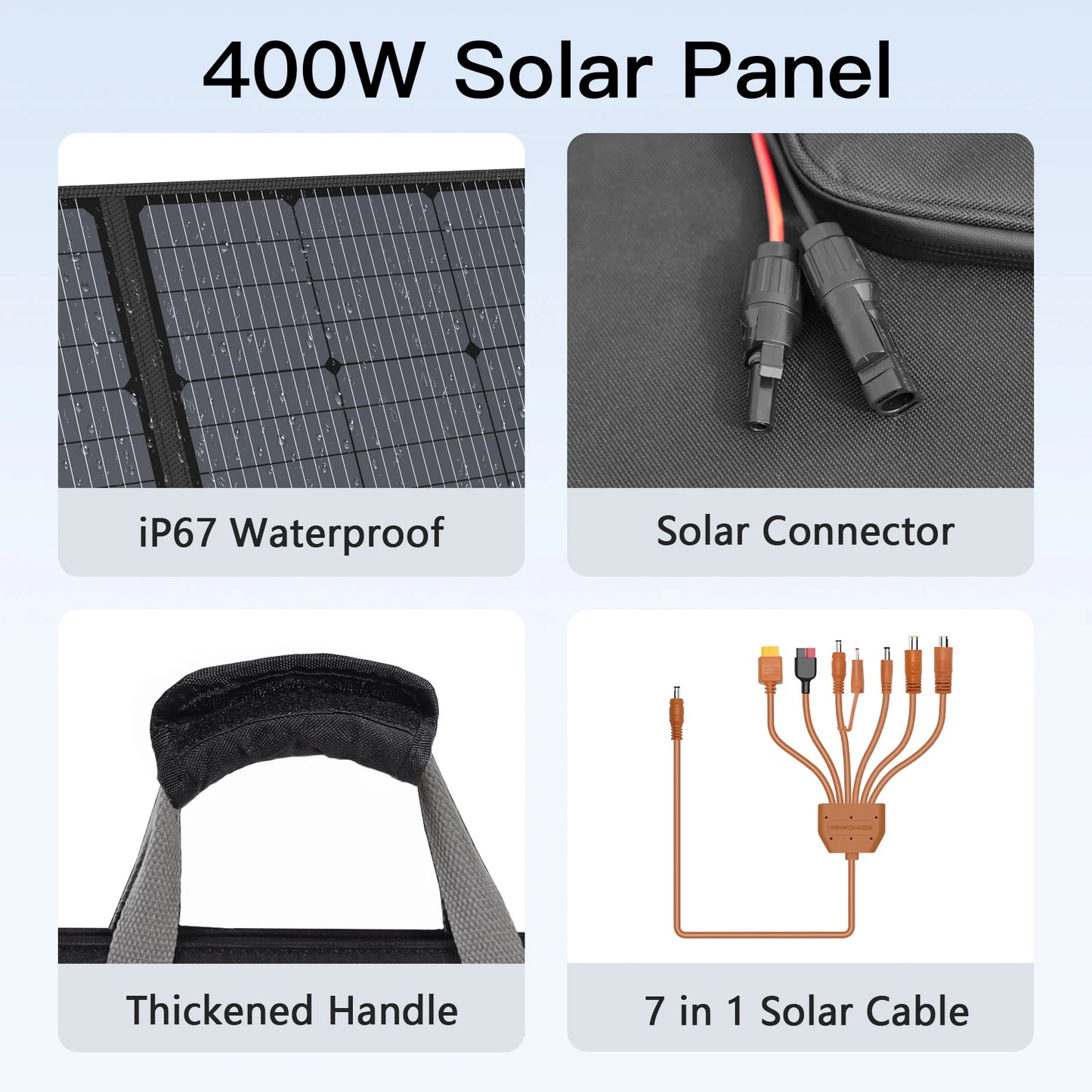 MHPOWOS 400W Portable Foldable Solar Panel Charger For Outdoor Activities