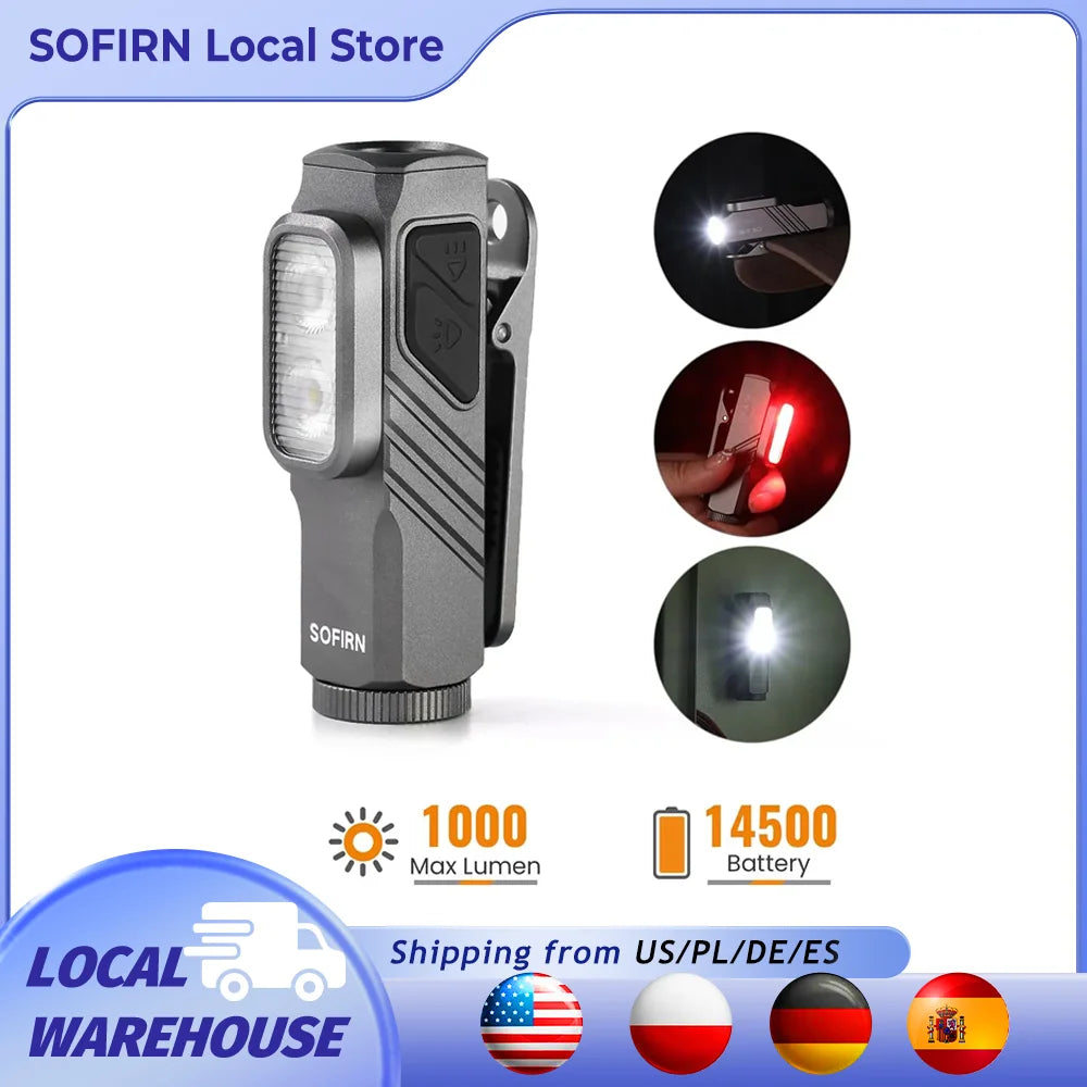 Sofirn ST10 1000LM USB C Rechargeable EDC Flashlight Dual Switch