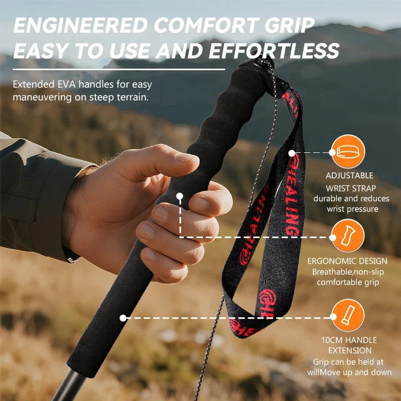 OKHEALINGCN Ultralight Carbon Fiber Trekking Poles 2 Pack