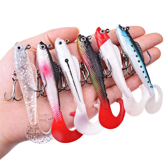 6 Pack Soft Silicone Wobblers For Sea Bass Pike Carp