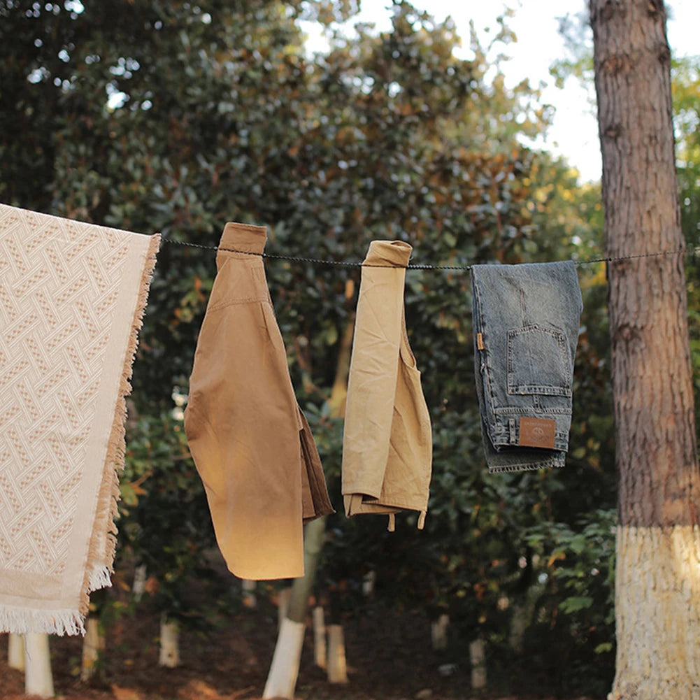Camping Stretch Clothesline With 12 Clips For Travel Drying