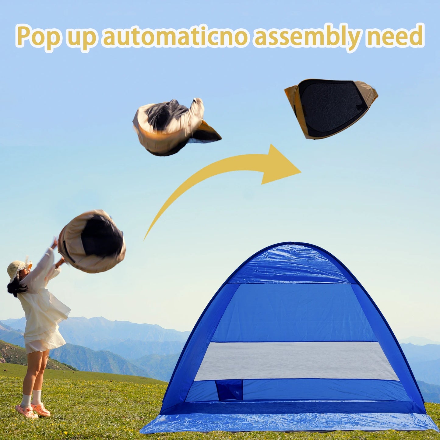 Pakicetus Pop-Up Beach Tent With Handbag, Compact Folding Design