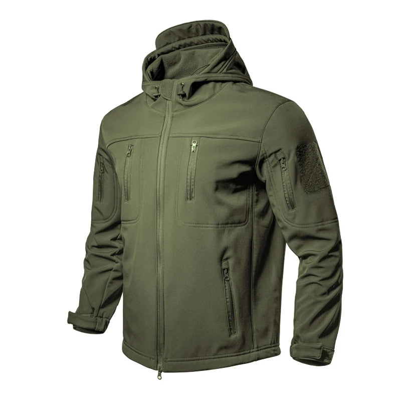 Chrck Men's Waterproof Windproof Softshell Hiking Jacket Set With Fleece