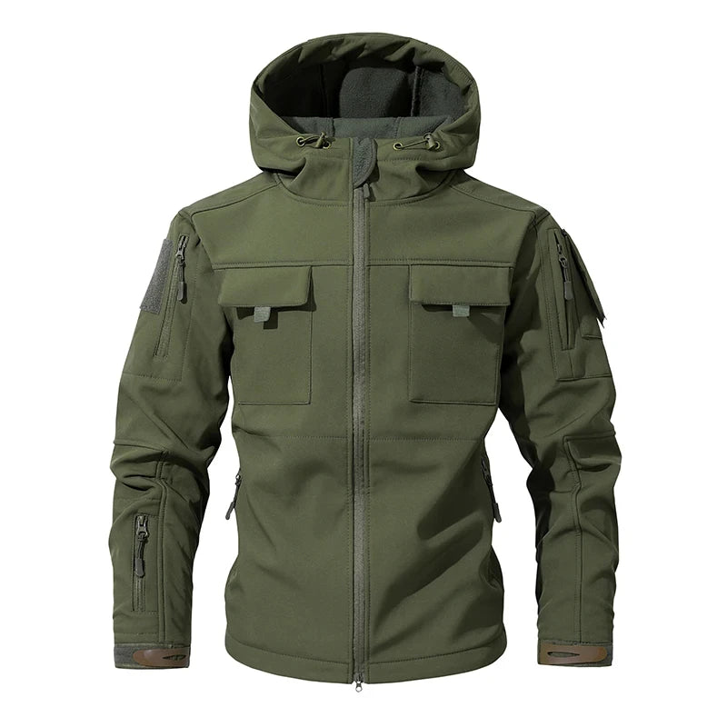 Chrck Men's Waterproof Windproof Softshell Hiking Jacket Set With Fleece