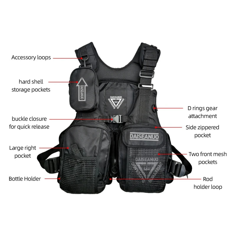 Daiseanuo Men's Multifunctional Fishing Vest for Outdoor Sports