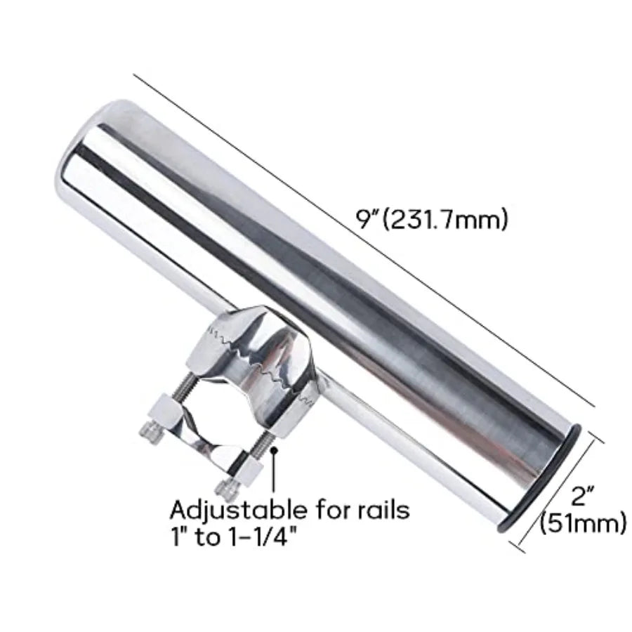 Stainless Steel Boat Rail Mount Fishing Rod Holders Clamp On 2 Pack