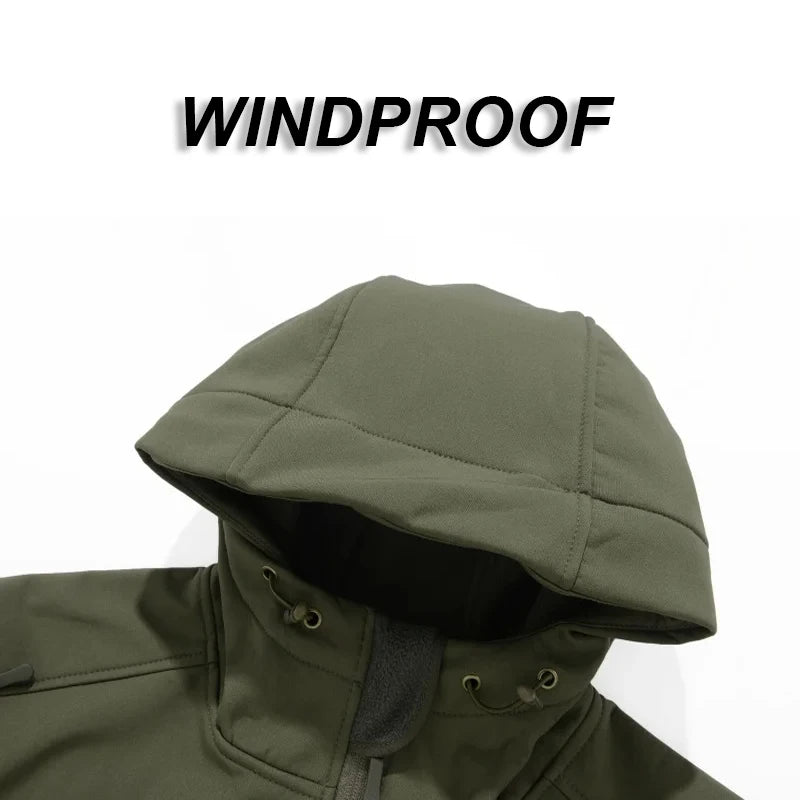 Chrck Men's Waterproof Windproof Softshell Hiking Jacket Set With Fleece