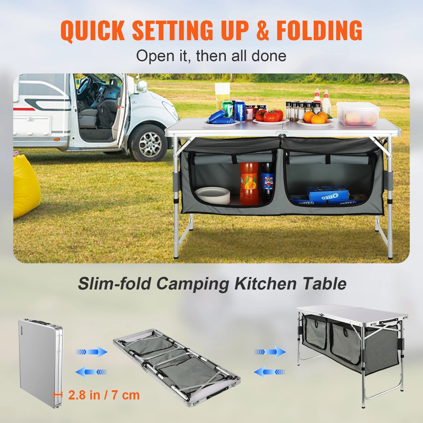 SucceBuy Folding Camping Kitchen Table Quick Setup For Outdoors