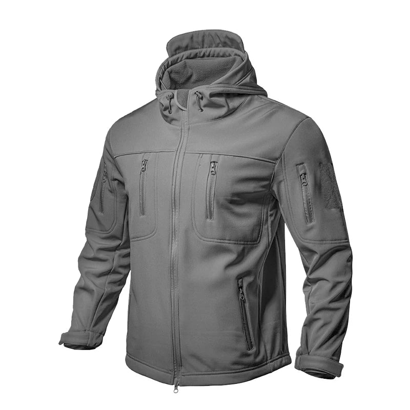 Chrck Men's Waterproof Windproof Softshell Hiking Jacket Set With Fleece