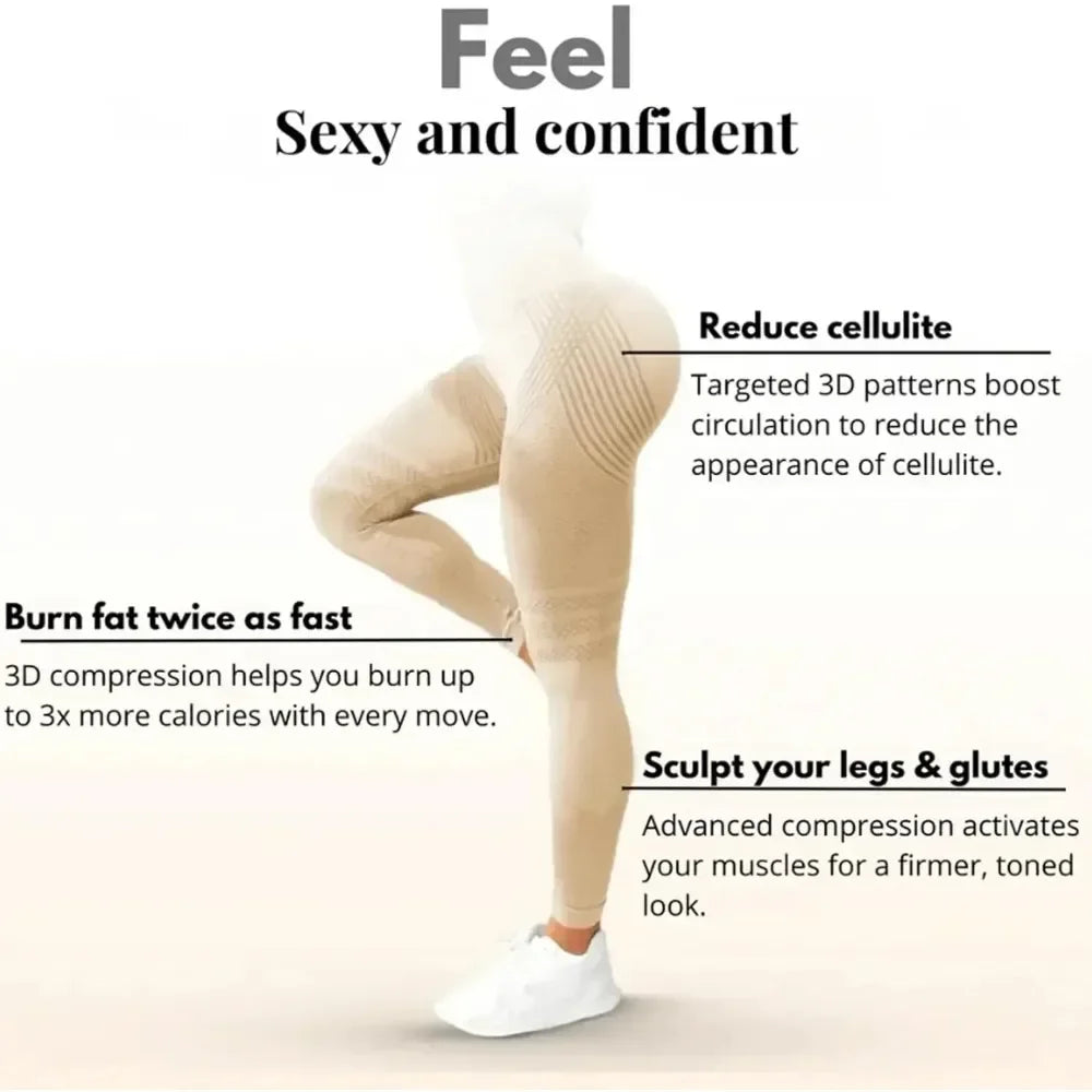 Cellulite 3D Leggings High Waisted Butt Lifting For Gym