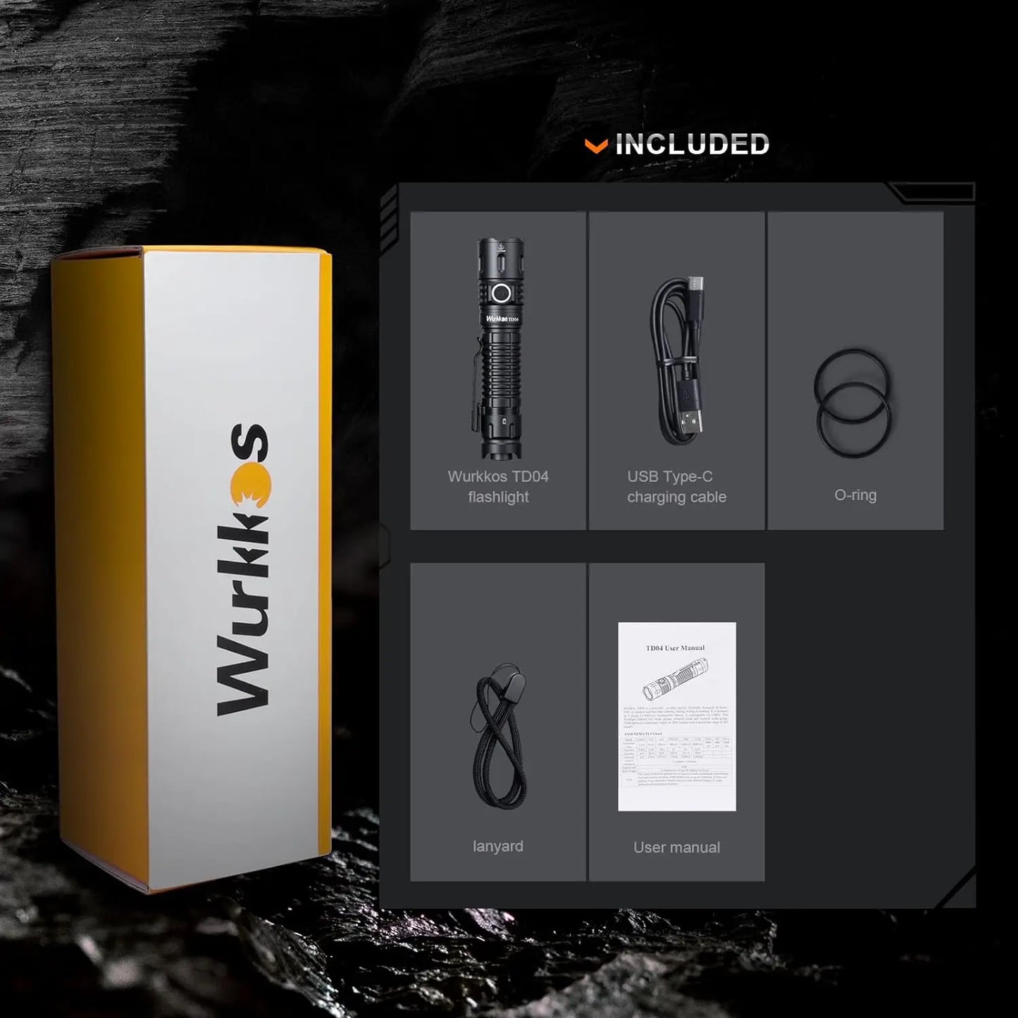 Wurkkos TD04 21700 Rechargeable Dual Mode Flashlight USB C