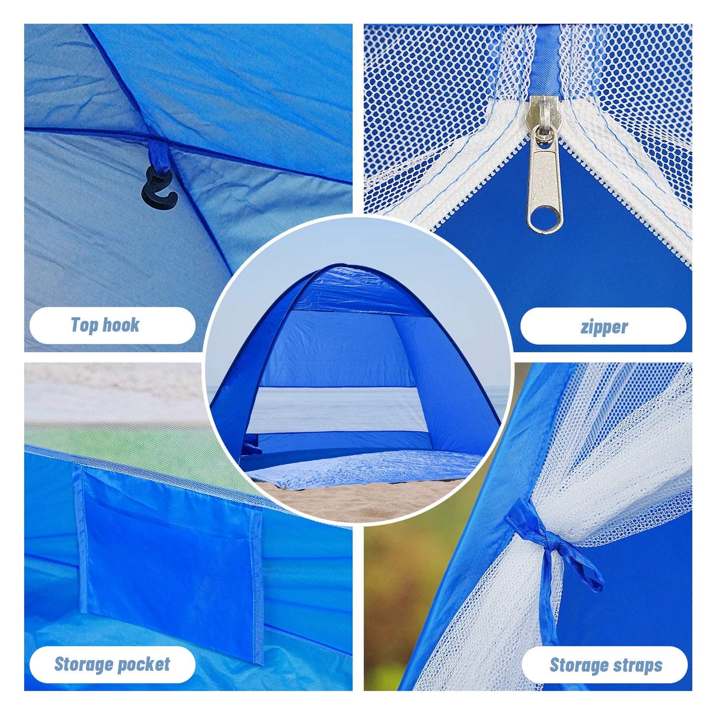 Pakicetus Pop-Up Beach Tent With Handbag, Compact Folding Design