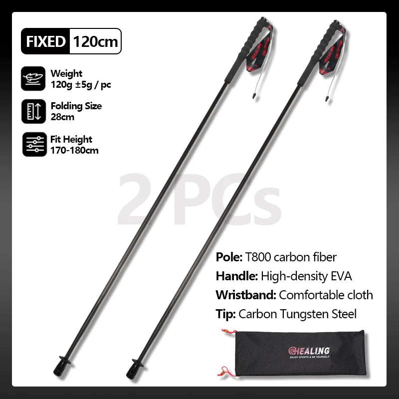 OKHEALINGCN Ultralight Carbon Fiber Trekking Poles 2 Pack