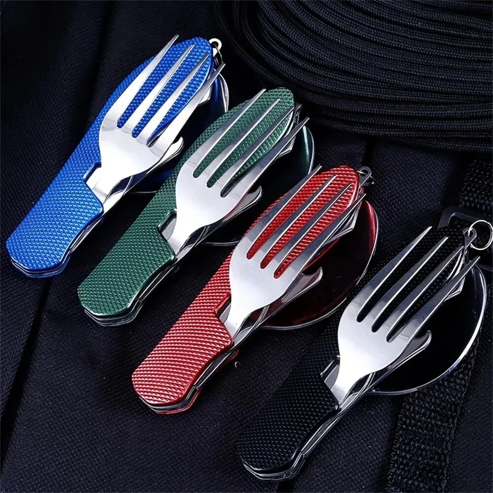Foldable Camping Utensil Set Knife Fork Spoon For Outdoor Travel