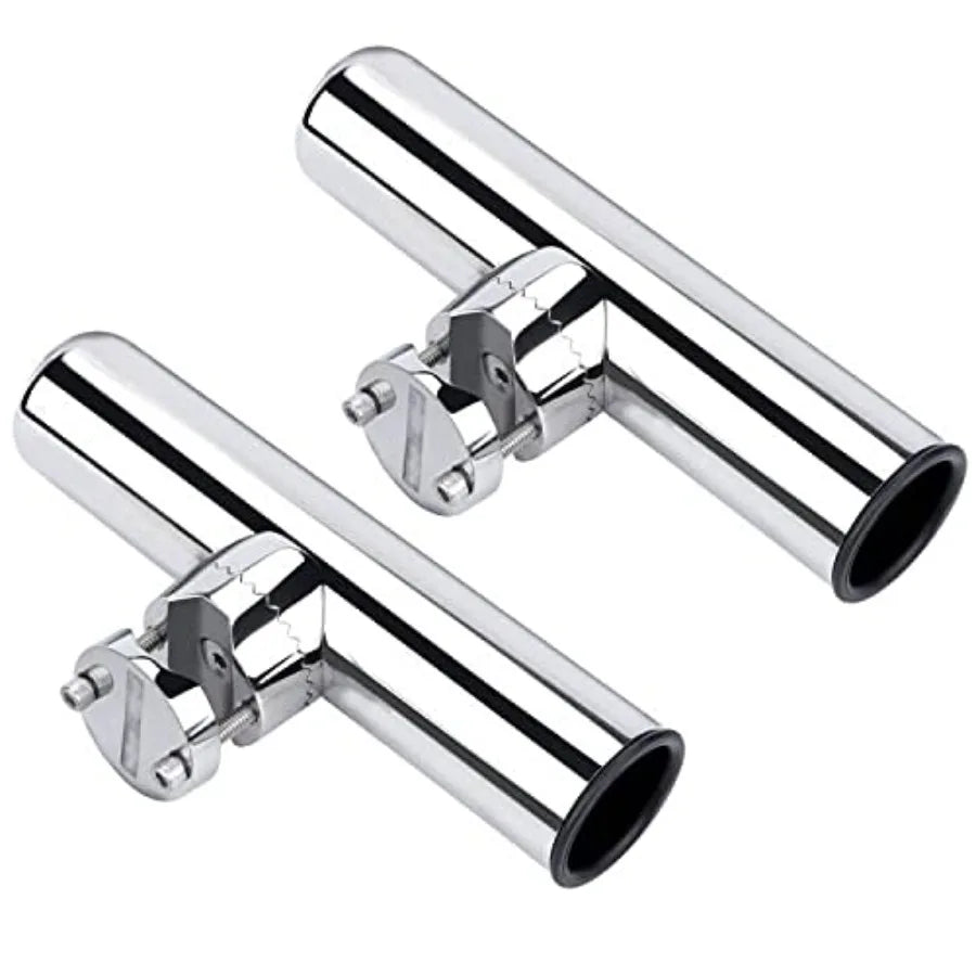 Stainless Steel Boat Rail Mount Fishing Rod Holders Clamp On 2 Pack