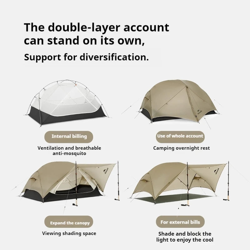 Naturehike Mongar UL Camping Tent Three Season Waterproof Lightweight Nylon