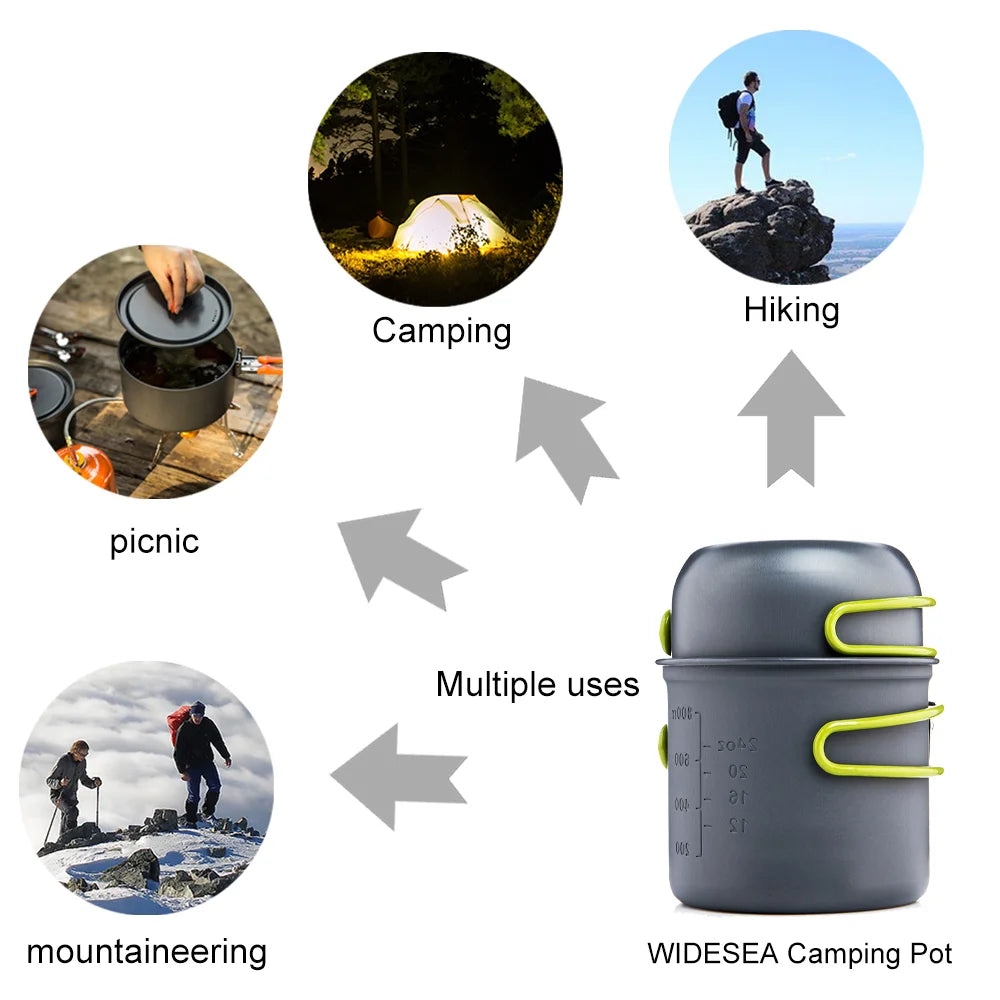 Widesea Ultralight Camping Cooking Utensils And Pot Set For Travel