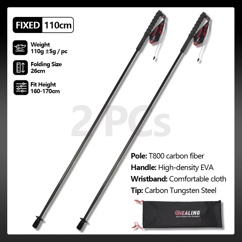 OKHEALINGCN Ultralight Carbon Fiber Trekking Poles 2 Pack