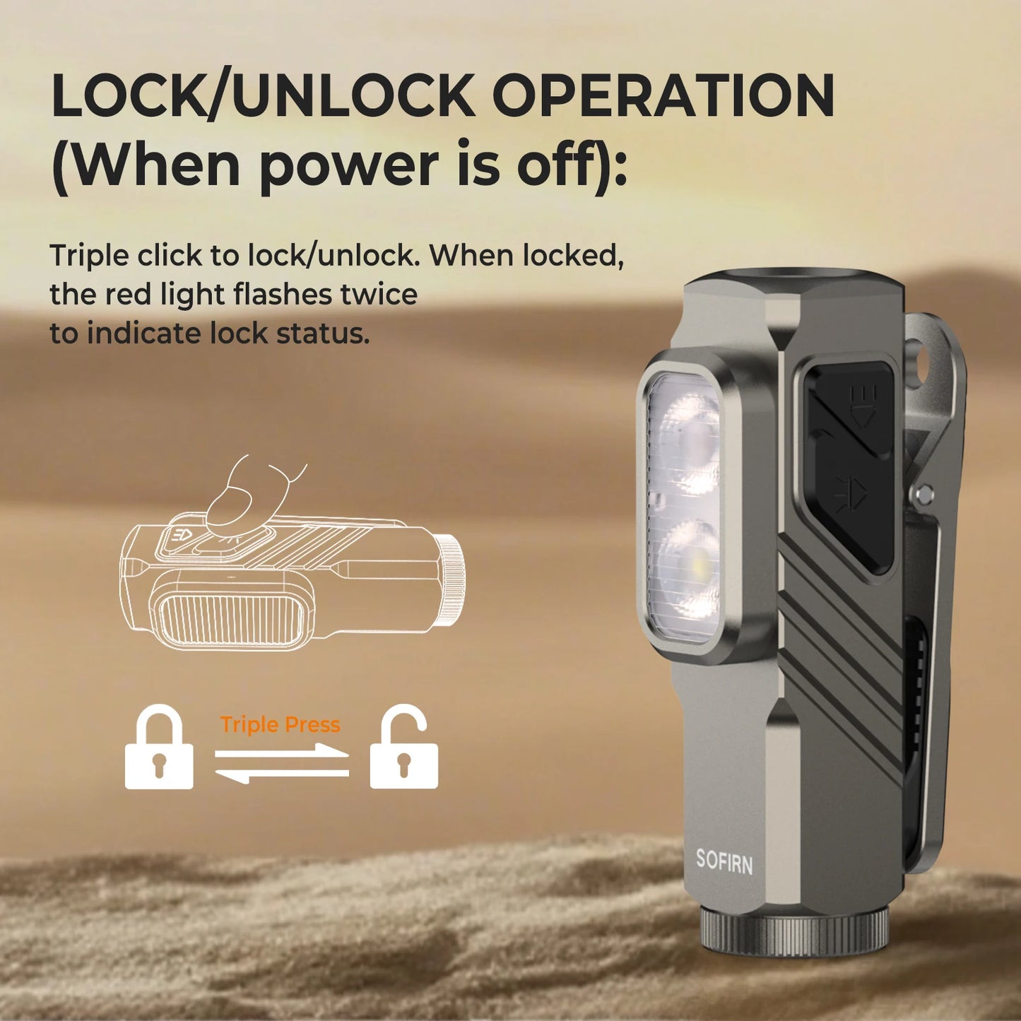 Sofirn ST10 1000LM USB C Rechargeable EDC Flashlight Dual Switch