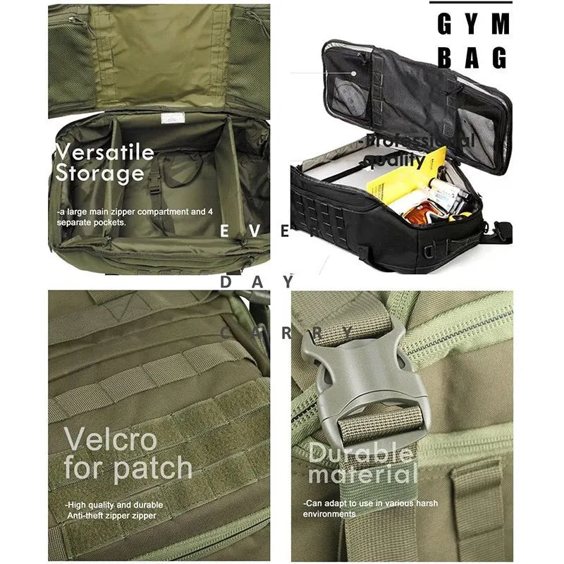 LQARMY 3 Way Duffle Bag Backpack Crossbody Travel Tote