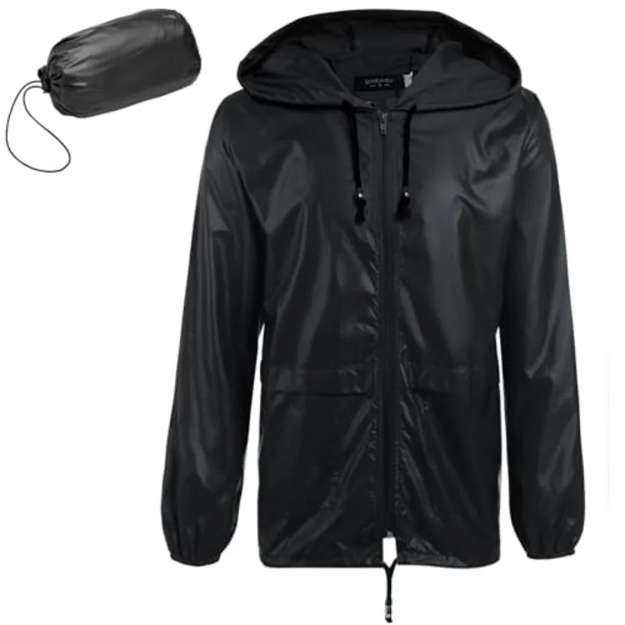 Unisex Packable Rain Jacket Waterproof Hooded For Outdoor Travel