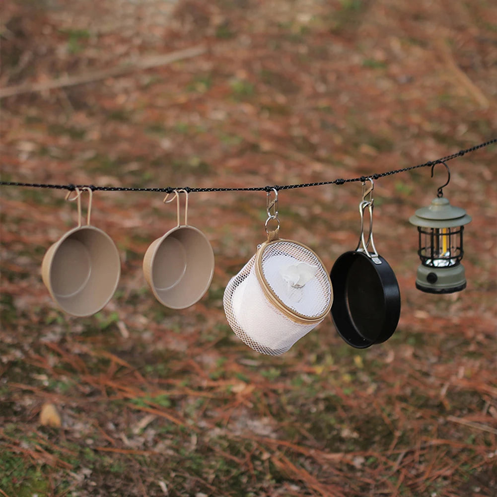 Camping Stretch Clothesline With 12 Clips For Travel Drying