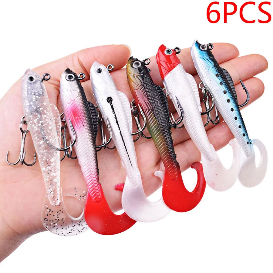 6 Pack Soft Silicone Wobblers For Sea Bass Pike Carp
