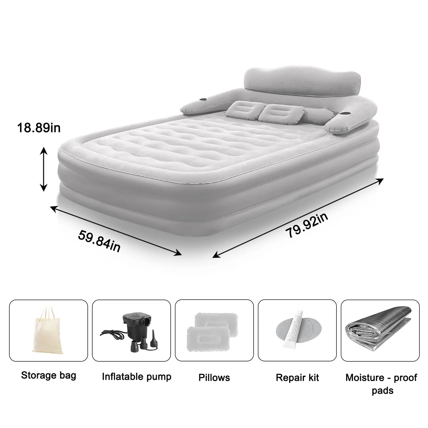 2 Person Built-In Pump Camping Mattress PVC Inflatable