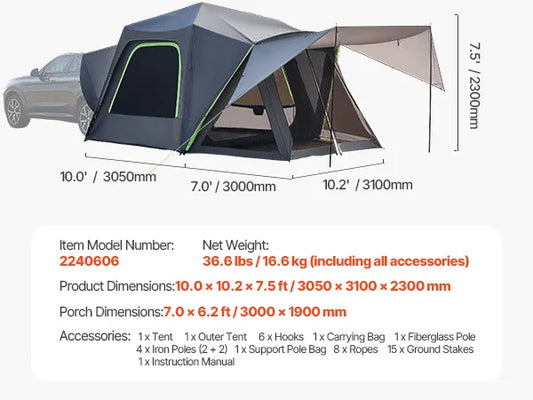 SucceBuy SUV Tent Waterproof Double Layer Design For Camping